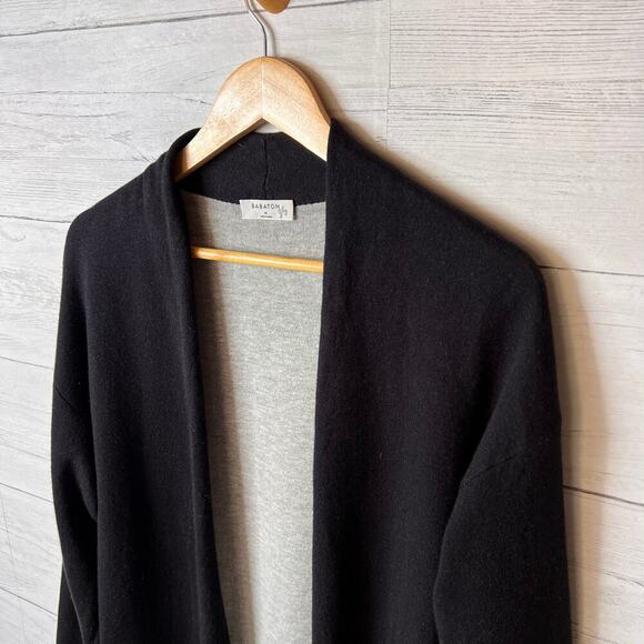Aritzia Babaton Cardigan Womens Size Medium Black Lance Longline Open Duster - Picture 7 of 16